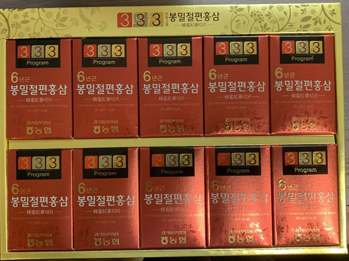 천경삼 6년근 봉밀절편홍삼 20g X 10 Packs